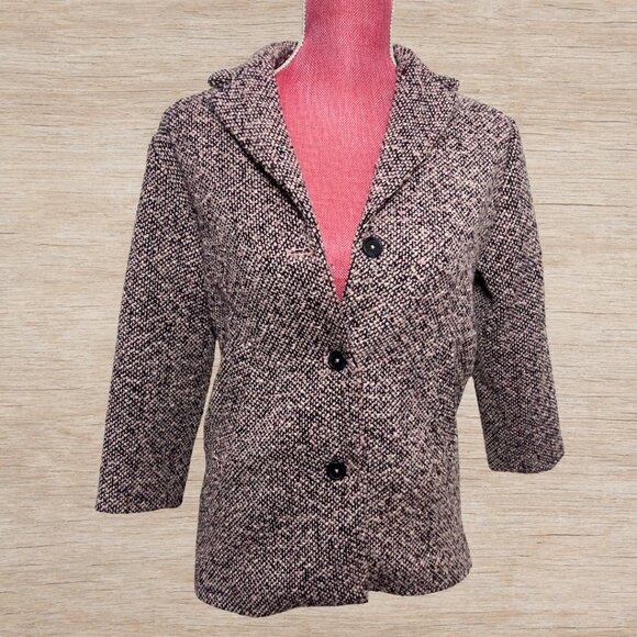 Mango Tweed Purple Button Up Coat Kids Girls Size 9 Winter Fall Outerwear Jacket - Picture 1 of 6